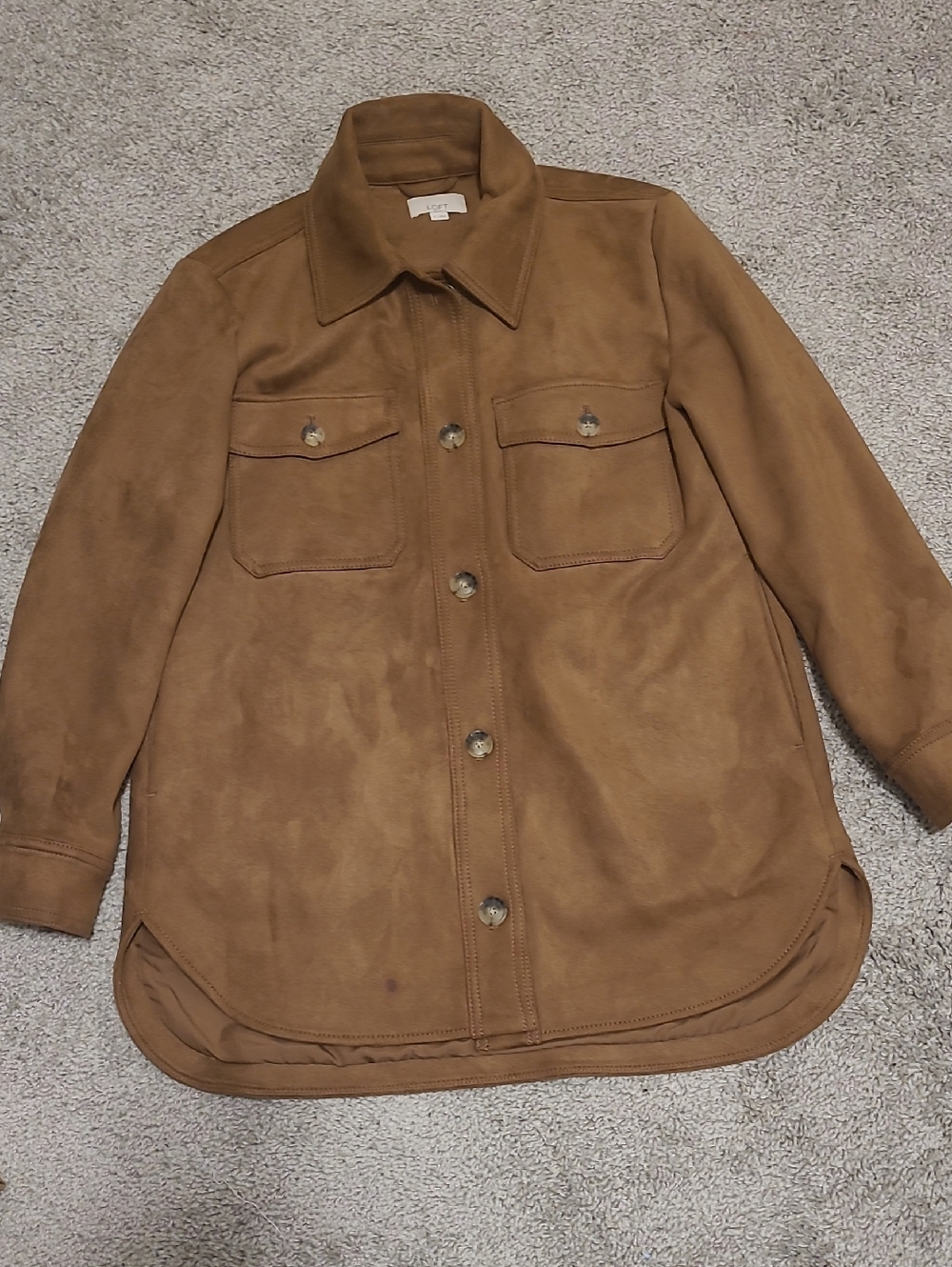LOFT Brown Suede Utility Jacket